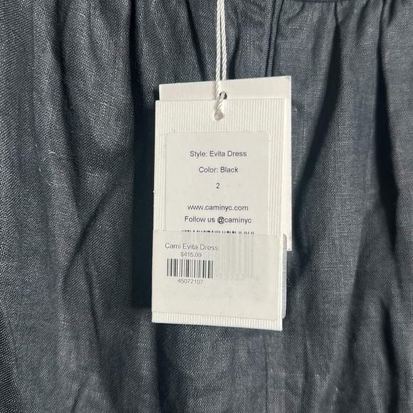 CAMI NYC Elvita linen Dress black cut-out halter neck midi 2 NWT - Picture 10 of 12